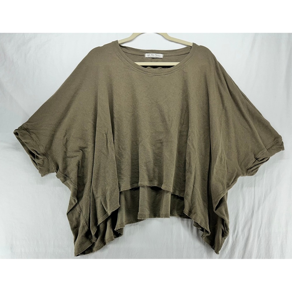 We The Free Free People Women Large Green Cotton Oversized Dolman Tiered Top